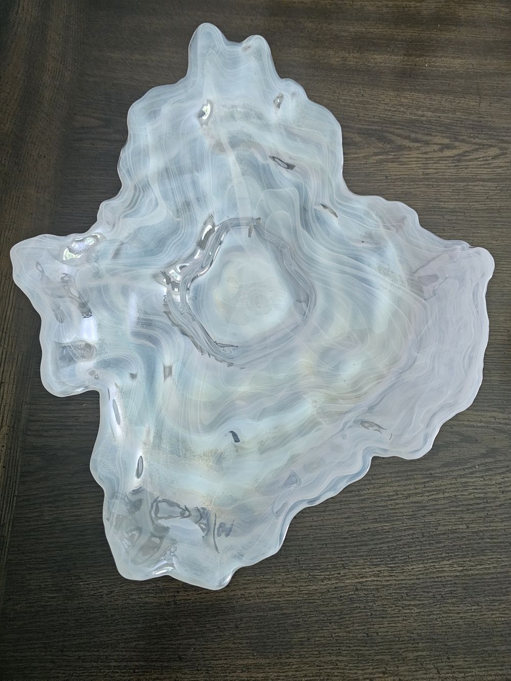 Vintage Arda Iridescent Oyster Shell Glass Bowl Hand Crafted in Turkey
